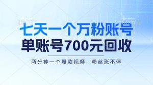（13062期）七天一个万粉账号，新手小白秒上手，单账号回收700元，轻松月入三万＋9-enhui99