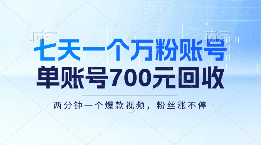 （13062期）七天一个万粉账号，新手小白秒上手，单账号回收700元，轻松月入三万＋9-enhui99