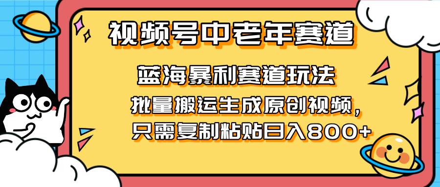 (14314期)2025视频号中老年短视频蓝海暴利风口!复制粘贴搬运视频单日赚800+,无…9-enhui99