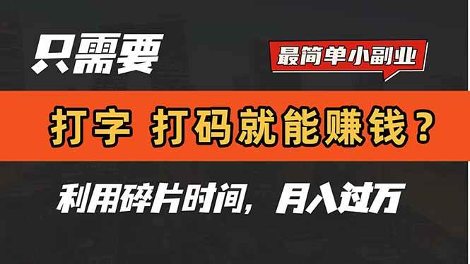 (14673期)只需要打字,打码,就能赚钱?简单的赚钱小副业,利用碎片时间,月入过万9-enhui99