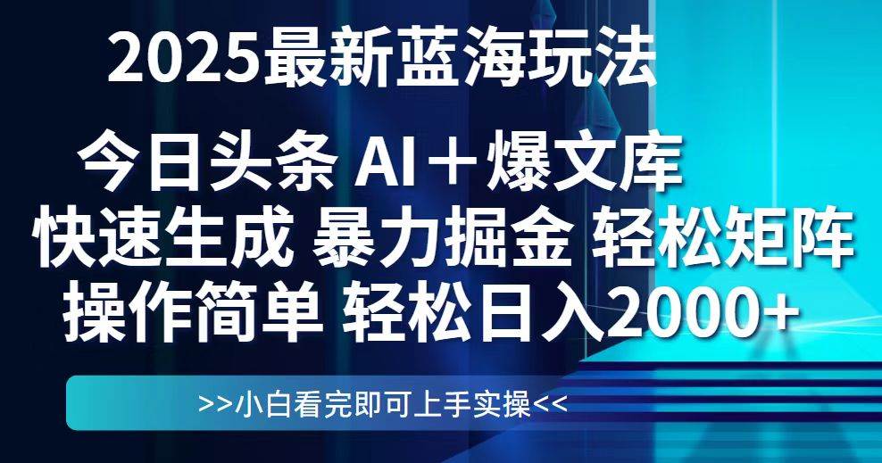 (14805期)今日头条2025最新蓝海玩法,思路简单,复制粘贴,轻松实现矩阵日入2000+9-enhui99