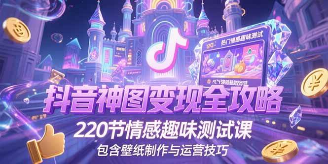 （15264期）抖音神图变现全攻略，220节情感趣味测试课，包含壁纸制作与运营技巧9-enhui99