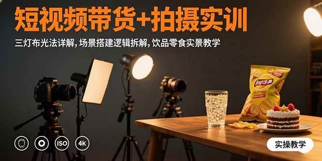 图片[1]9-（15540期）短视频带货+拍摄实训：三灯布光法详解,场景搭建逻辑拆解,饮品零食实景教学9-enhui99