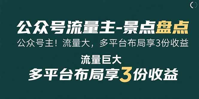 图片[1]9-（15553期）公众号流量主-景点盘点 流量巨大 多平台布局享3份收益9-enhui99
