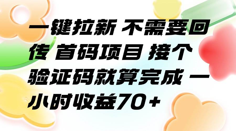 (15588期)一键拉新 不需要回传 首码项目 接个验证码就算完成 一小时收益70+9-enhui99