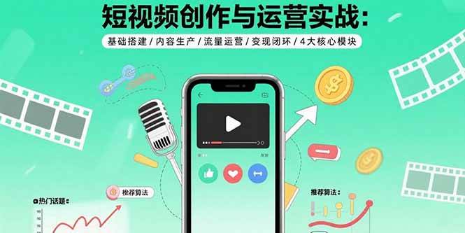 （15819期）短视频创作与运营实战：基础搭建/内容生产/流量运营/变现闭环/4大核心模块9-enhui99