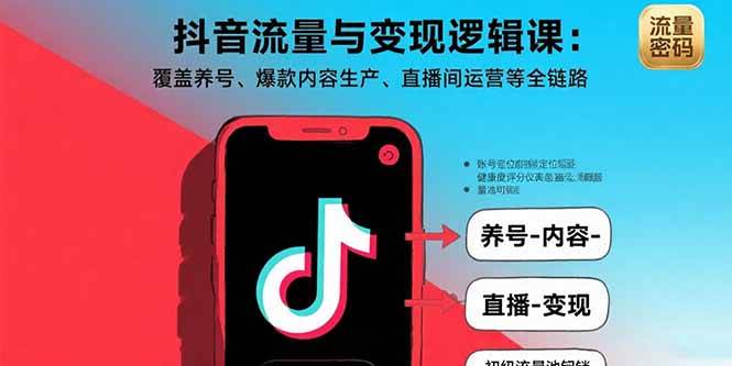 (15824期)抖音流量与变现逻辑课:覆盖养号、爆款内容生产、直播间运营等全链路9-enhui99