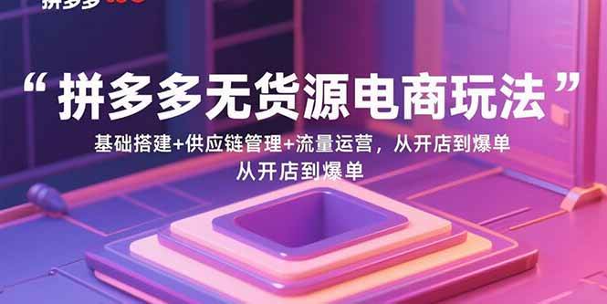 （15886期）拼多多无货源电商玩法：基础搭建+供应链管理+流量运营，从开店到爆单9-enhui99