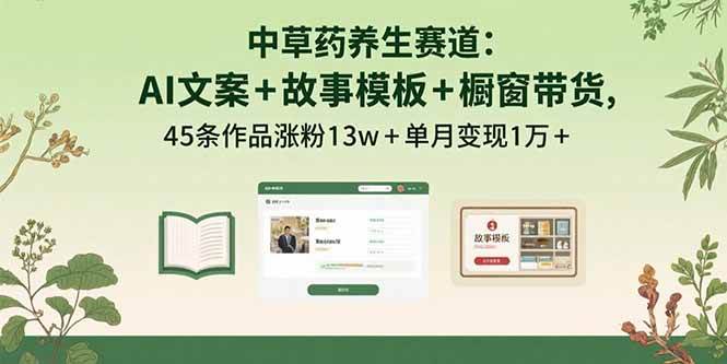 图片[1]9-（15925期）中草药养生赛道：AI文案+故事模板+橱带货，45条作品涨粉13w+单月变现1万+9-enhui99