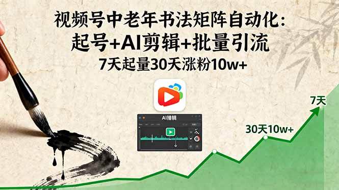 图片[1]9-（16022期）视频号中老年书法矩阵自动化：起号+AI剪辑+批量引流 7天起量30天涨粉10w+9-enhui99