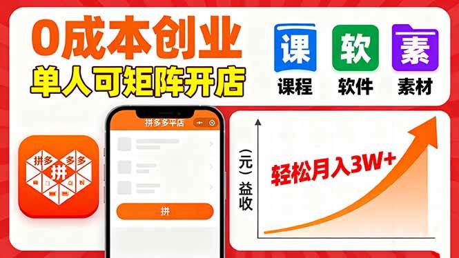 （16047期）拼多多虚拟电商，0成本，单人可矩阵开店，轻松月入3W+9-enhui99