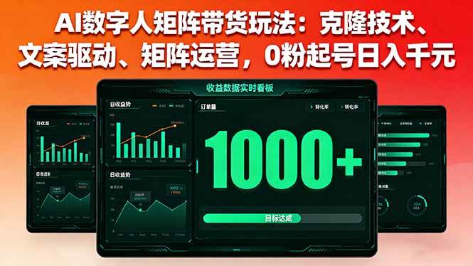 （16050期）AI数字人矩阵带货玩法：克隆技术、文案驱动、矩阵运营，0粉起号日入千元9-enhui99
