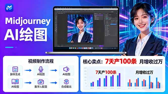 （16049期）AI绘图照片开口说话视频制作：Midjourney+数字人，7天产100条月增收过万9-enhui99