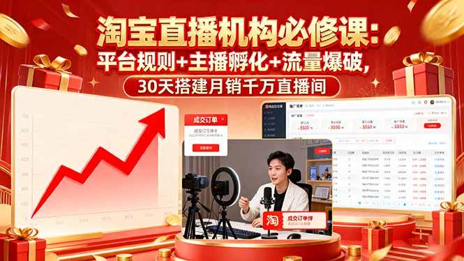 （16087期）淘宝直播机构必修课：平台规则/主播孵化/流量爆破,30天搭建月销千万直播间9-enhui99
