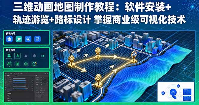 图片[1]9-（16096期）三维动画地图制作教程：软件安装+轨迹游览+路标设计 掌握商业级可视化技术9-enhui99