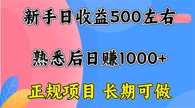 （16132期）新手日收益500+ 正规项目 长期可做9-enhui99