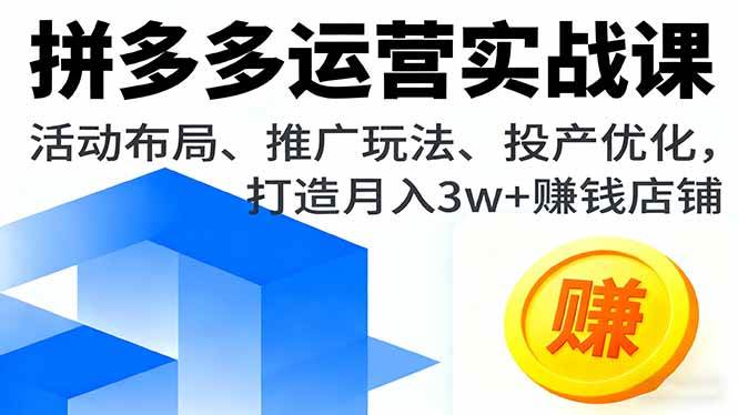 （16135期）拼多多运营实战课，活动布局、推广玩法、投产优化，打造月入3w+赚钱店铺9-enhui99