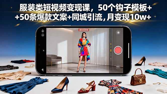 （16189期）服装类短视频变现课，50个钩子模板+50条爆款文案+同城引流，月变现10w+9-enhui99