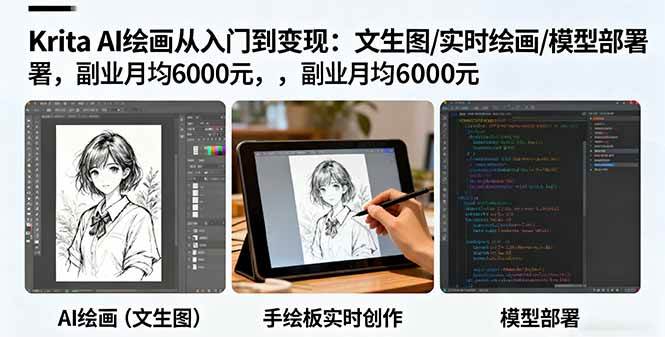 图片[1]9-（16222期）Krita AI绘画从入门到变现：文生图/实时绘画/模型部署，副业月均6000元9-enhui99