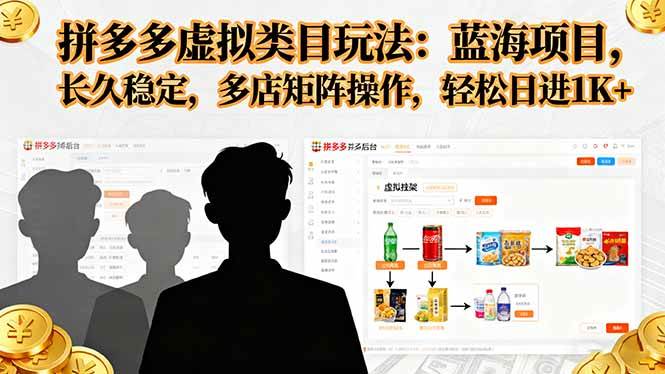 （16236期）拼多多虚拟类目玩法，蓝海项目，长久稳定，多店矩阵操作，轻松日进1K+9-enhui99