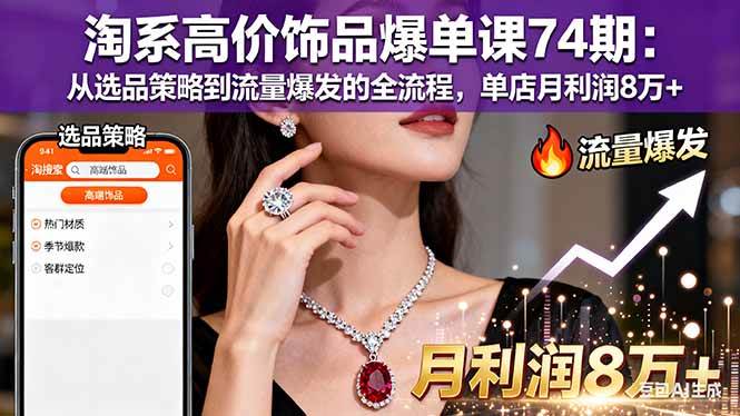 （16351期）淘系高价饰品爆单课74期：从选品策略到流量爆发的全流程，单店月利润8万+9-enhui99