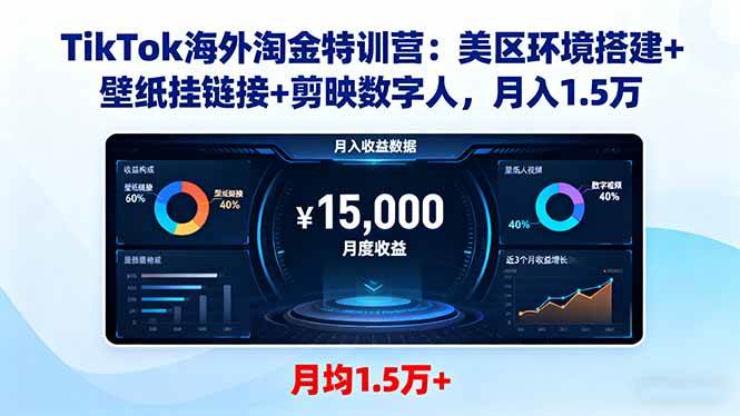 （16346期）TikTok海外淘金特训营：美区环境搭建+壁纸挂链接+剪映数字人，月入1.5万9-enhui99
