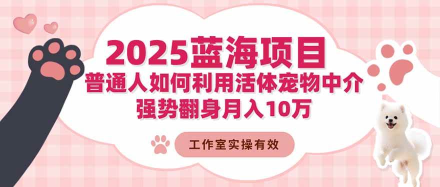 （16489期）2025蓝海项目：普通人如何利用活体宠物中介，强势翻身月入10万9-enhui99