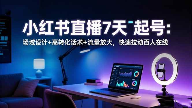 （16537期）小红书直播7天起号：场域设计+高转化话术+流量放大，快速拉动百人在线9-enhui99