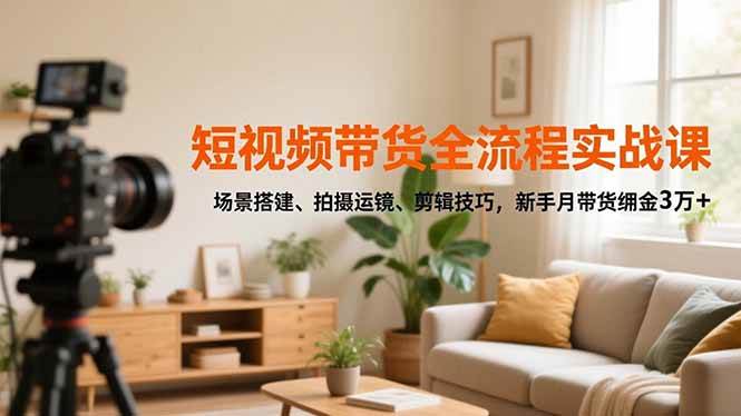 （16680期）短视频带货全流程实战课，场景搭建、拍摄运镜、剪辑技巧，新手月带货佣金3万+9-enhui99