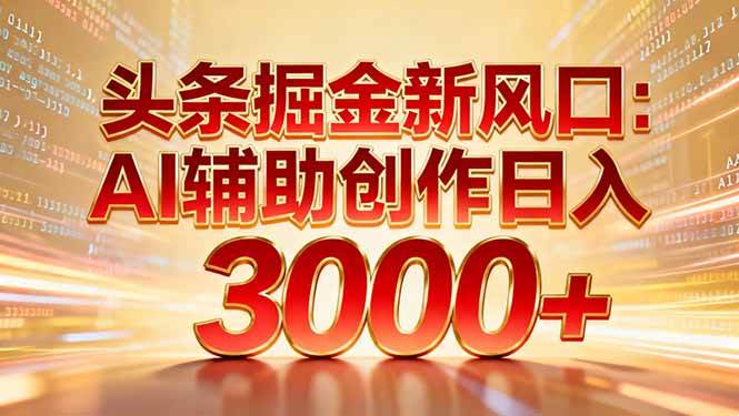 （16923期）头条掘金新风口：AI辅助创作日入3000+，矩阵玩法当天启动隔天见效9-enhui99
