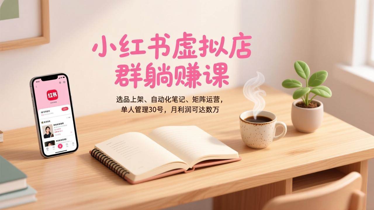 （17072期）小红书虚拟店群躺赚课，选品上架、自动化笔记、矩阵运营，单人管理30号，月利润可达数万9-enhui99