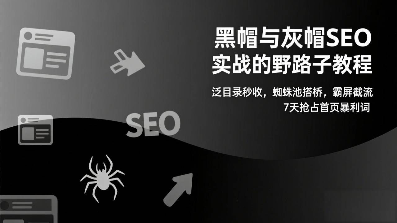 图片[1]9-（17125期）黑帽与灰帽SEO实战的野路子教程：泛目录秒收，蜘蛛池搭桥，霸屏截流，7天抢占首页暴利词9-enhui99