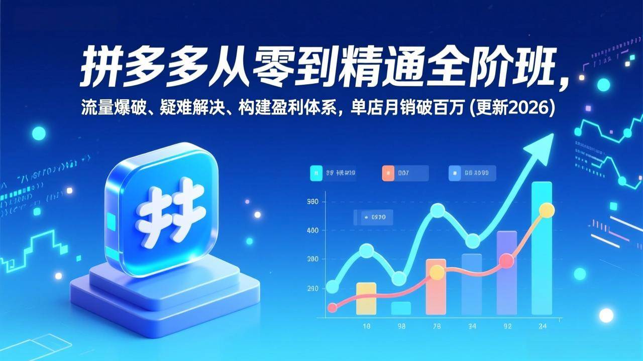 (17148期)拼多多从零到精通全阶班,流量爆破、疑难解决,构建盈利体系,单店月销破百万(更新2026)9-enhui99