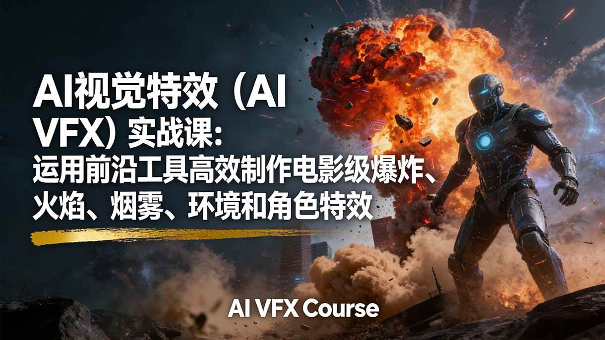 (17212期)AI视觉特效(AI VFX)实战课:运用前沿工具高效制作电影级爆炸、火焰、烟雾、环境和角色特效9-enhui99