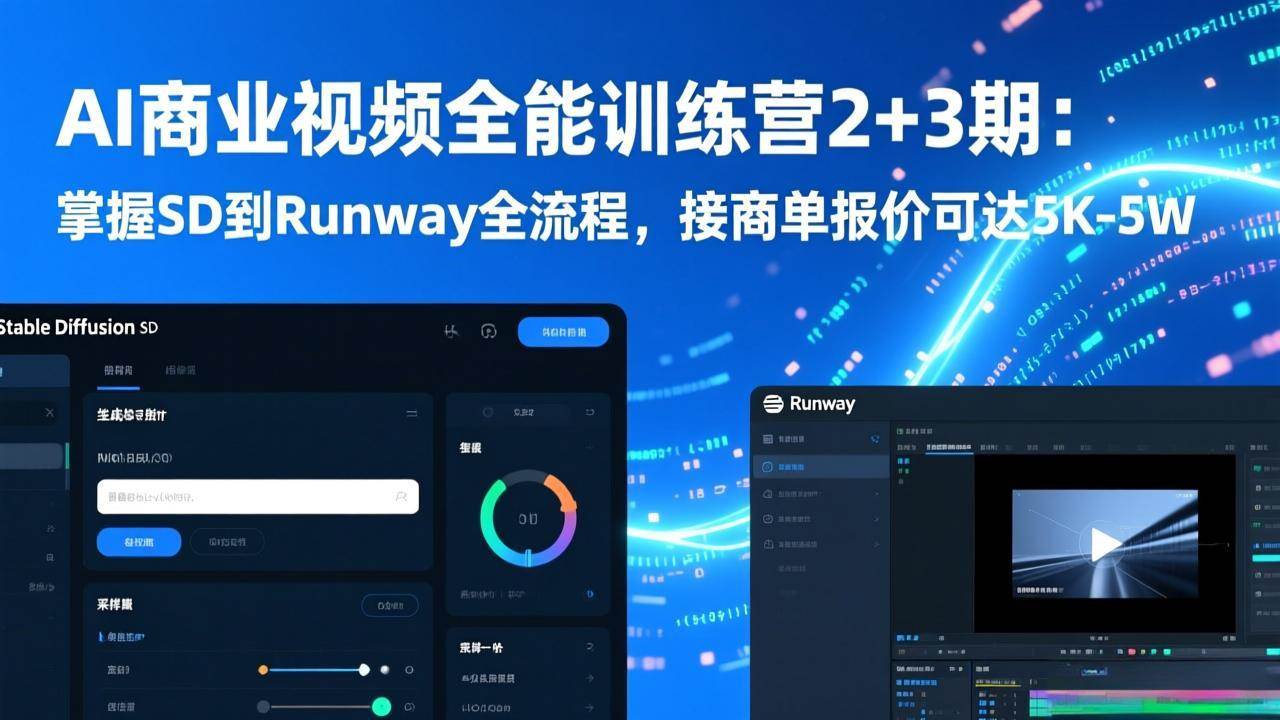 （17235期）AI商业视频全能训练营2+3期：掌握SD到Runway全流程，接商单报价可达5K-5W9-enhui99