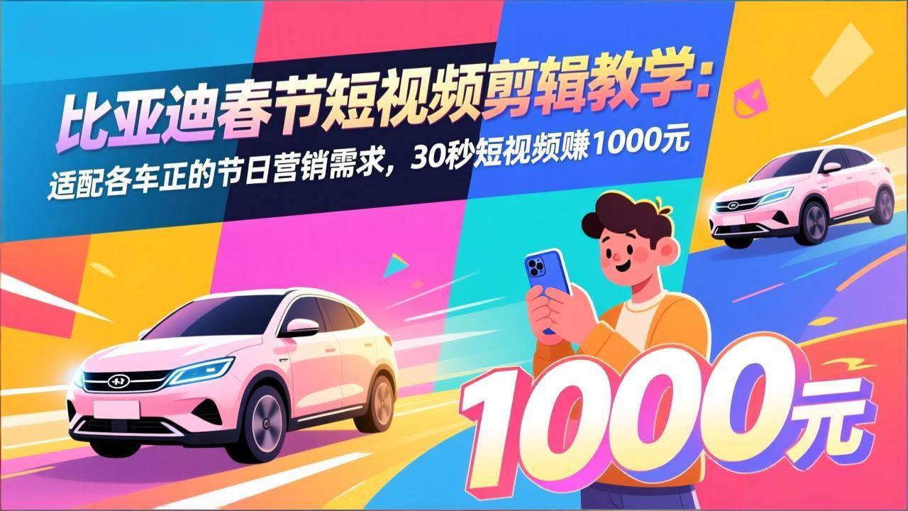 （17320期）比亚迪春节短视频剪辑教学：适配各车企的节日营销需求，30秒短视频赚1000元9-enhui99