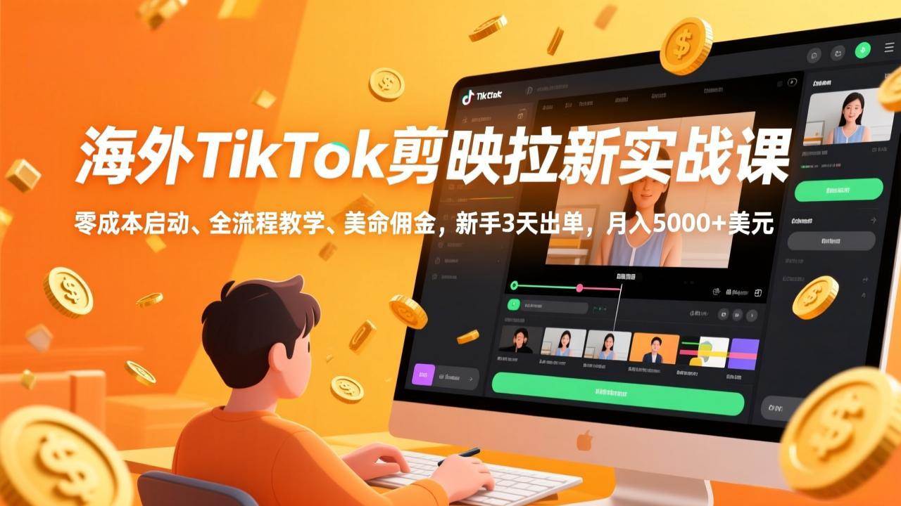 （17340期）海外TikTok剪映拉新实战课，零成本启动、全流程教学、美金佣金，新手3天出单，月入5000+美元9-enhui99