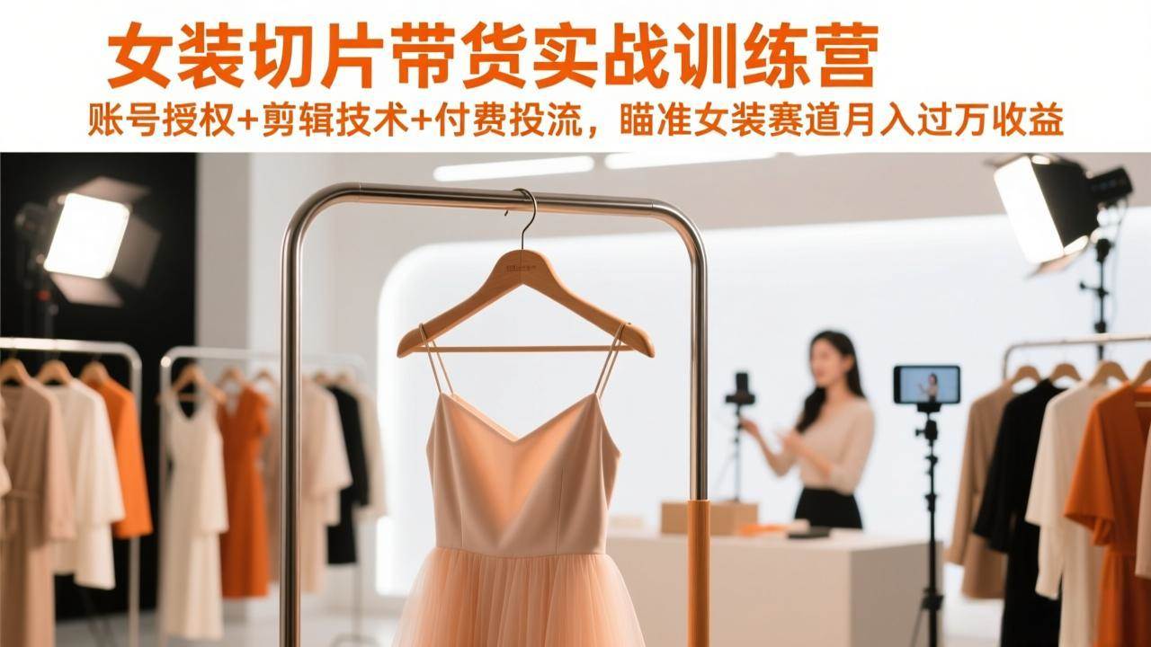 （17357期）女装切片带货实战训练营，账号授权+剪辑技术+付费投流，瞄准女装赛道月入过万收益9-enhui99
