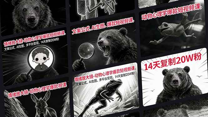 （17376期）情绪放大镜-动物心理学爆款短视频课，文案公式、AI生图、多平台变现，14天复制20W粉9-enhui99