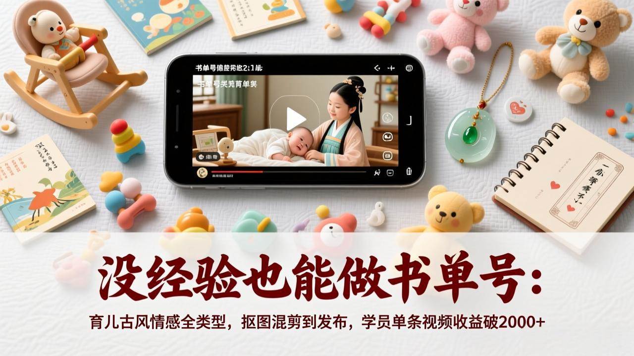 （17389期）没经验也能做书单号：育儿古风情感全类型，抠图混剪到发布，学员单条视频收益破2000+9-enhui99