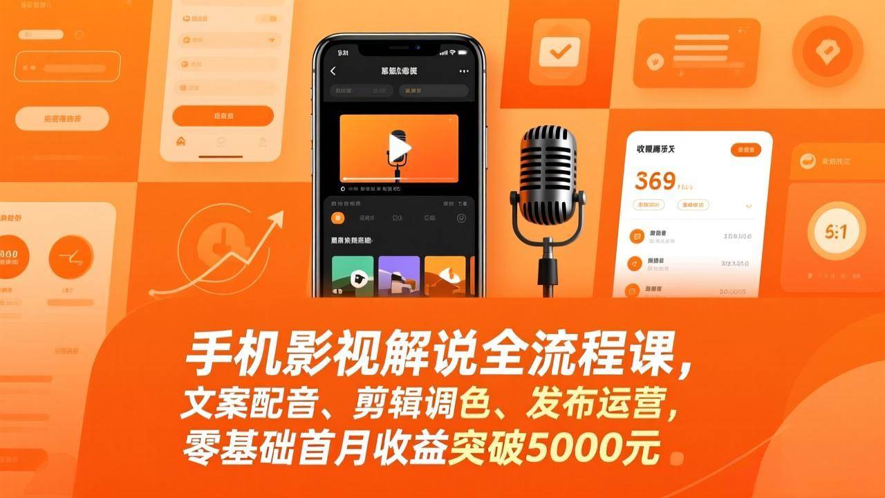 （17391期）手机影视解说全流程课，文案配音、剪辑调色、发布运营，零基础首月收益突破5000元9-enhui99