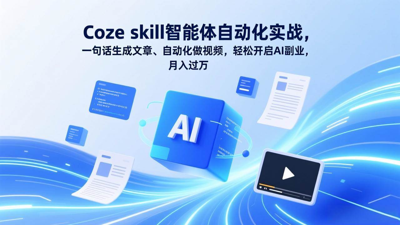 （17399期）Coze skill智能体自动化实战，一句话生成文章、自动化做视频，轻松开启AI副业，月入过万9-enhui99