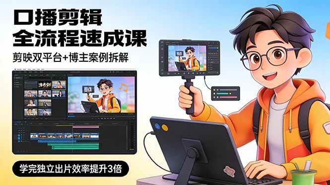 图片[1]9-（17420期）口播剪辑全流程速成课，剪映双平台+博主案例拆解，学完独立出片效率提升3倍9-enhui99